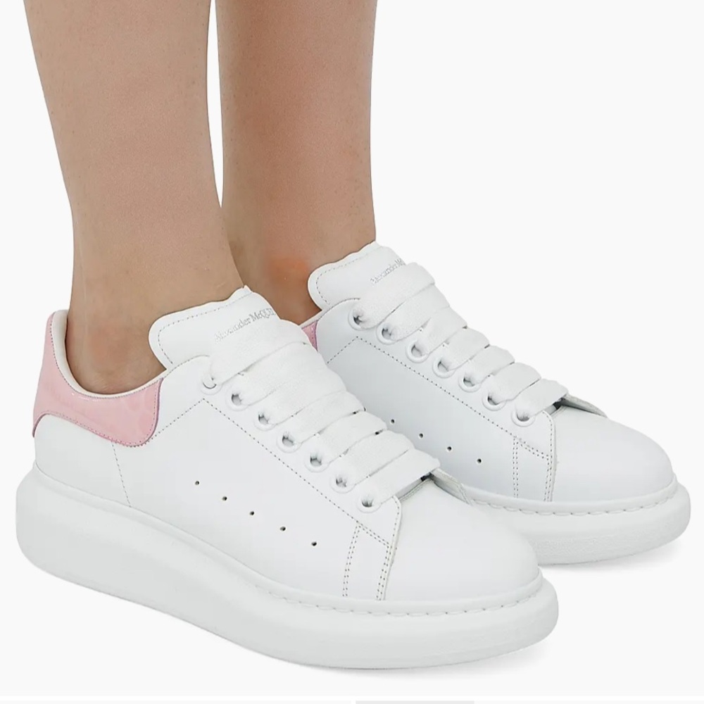 MCQUEEN Suede-trimmed leather exaggerated-sole sneakers